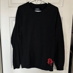 Polo by Ralph Lauren Black Crewneck Sweatshirt with Red Monogram
